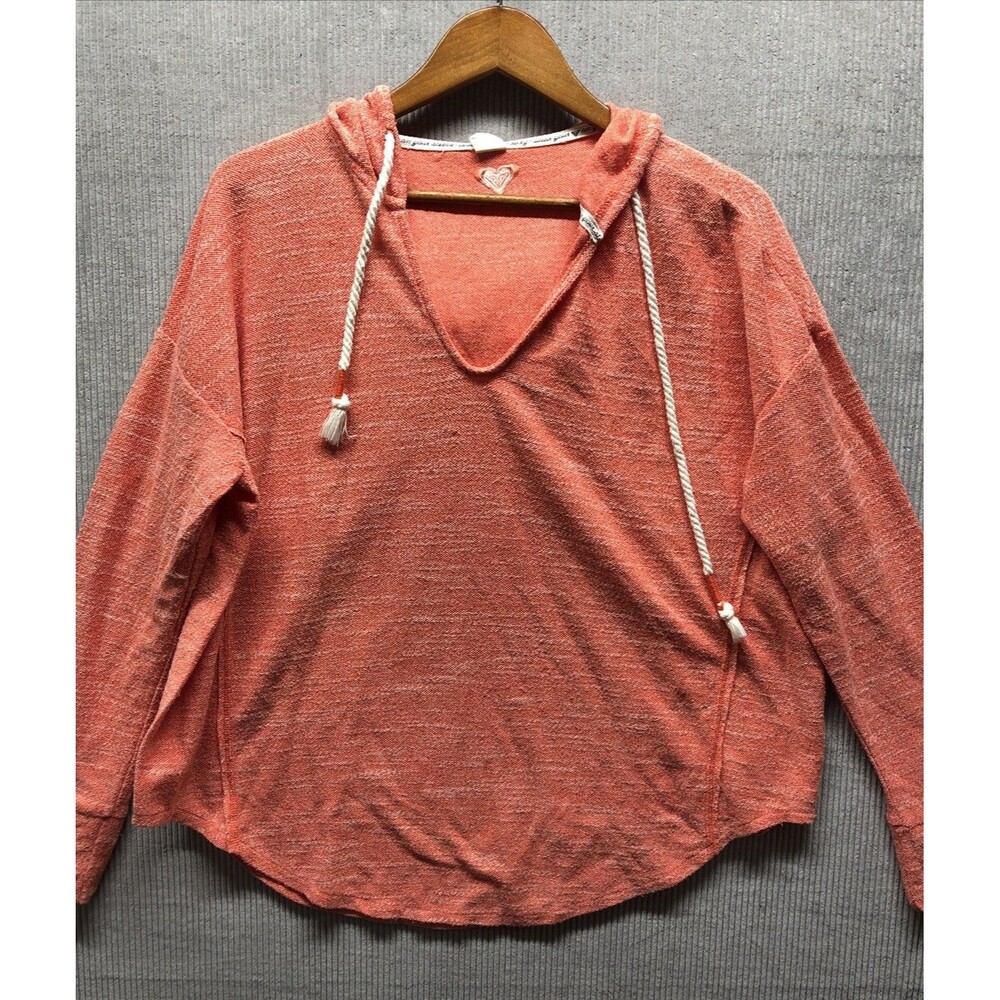 Roxy Lightweight Hoodie Size X-Large Orange V Neck Athleisure Beach Casual
